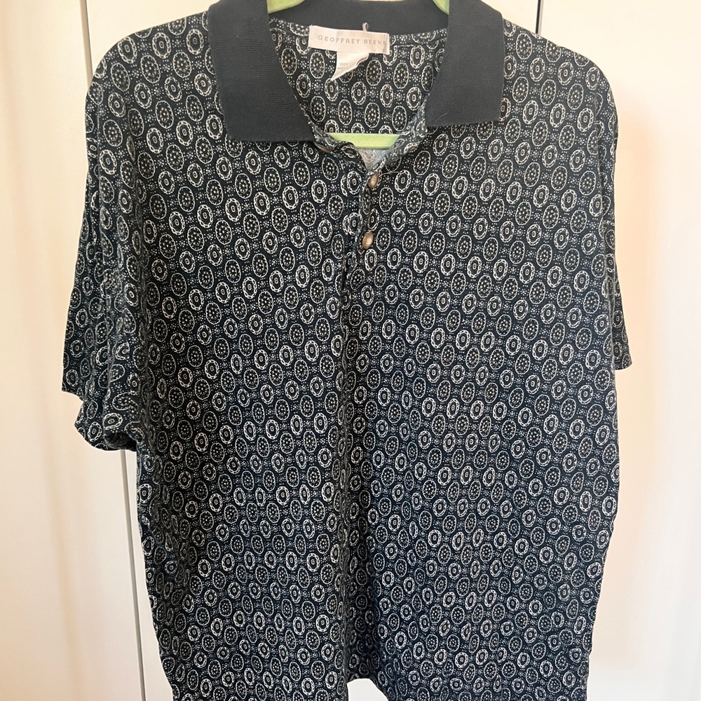 Geoffrey Beene Men's Black and White Geometric Shirt
